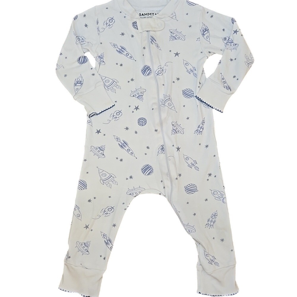 Sammy + Nat Baby Unisex 12M Zip Bodysuit Pajamas‎ Alien Planets 100% Pima Cotton